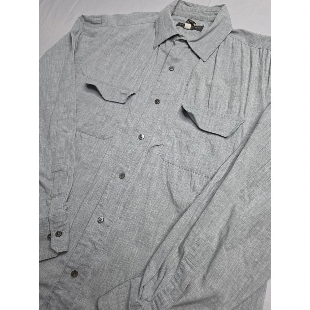Banana Republic Shirt Mens Large Gray Wool  Classic Fit Button-Up Everyday Wear